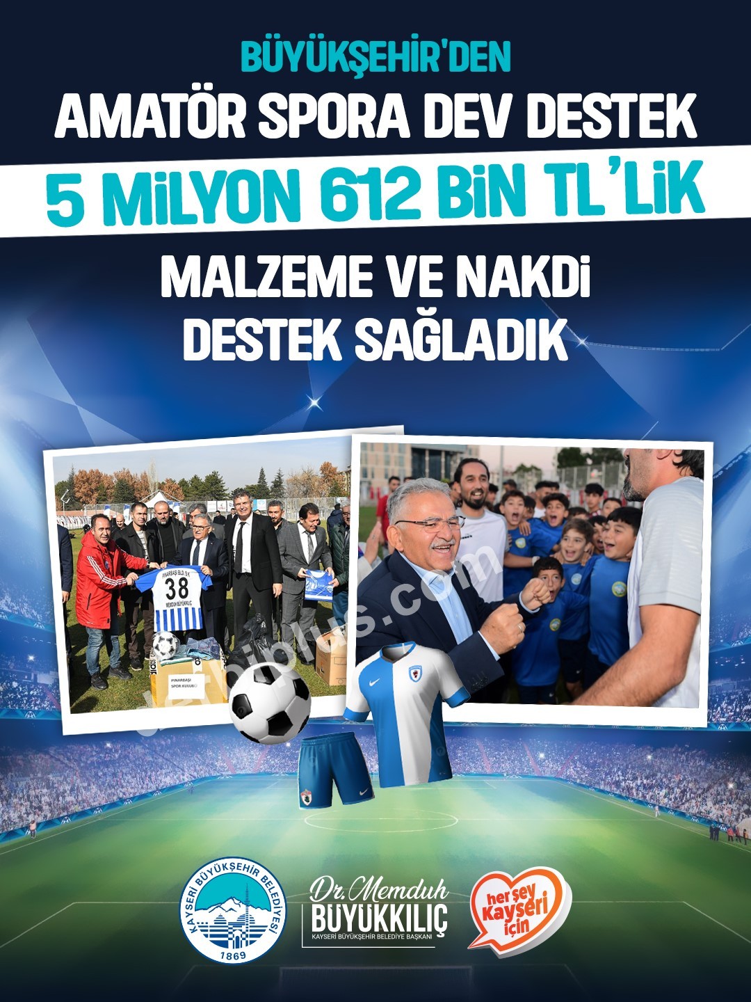 Başkan Büyükkılıç’tan amatör spora 5.6 milyon TL’lik dev destek